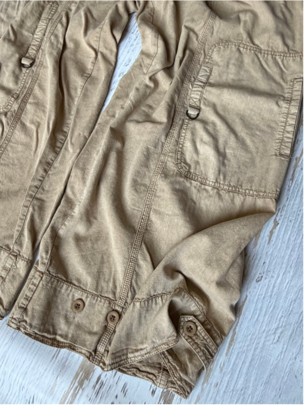 Women's Free People Cargo Cropped Pants Size L Beige - Picture 2 of 7